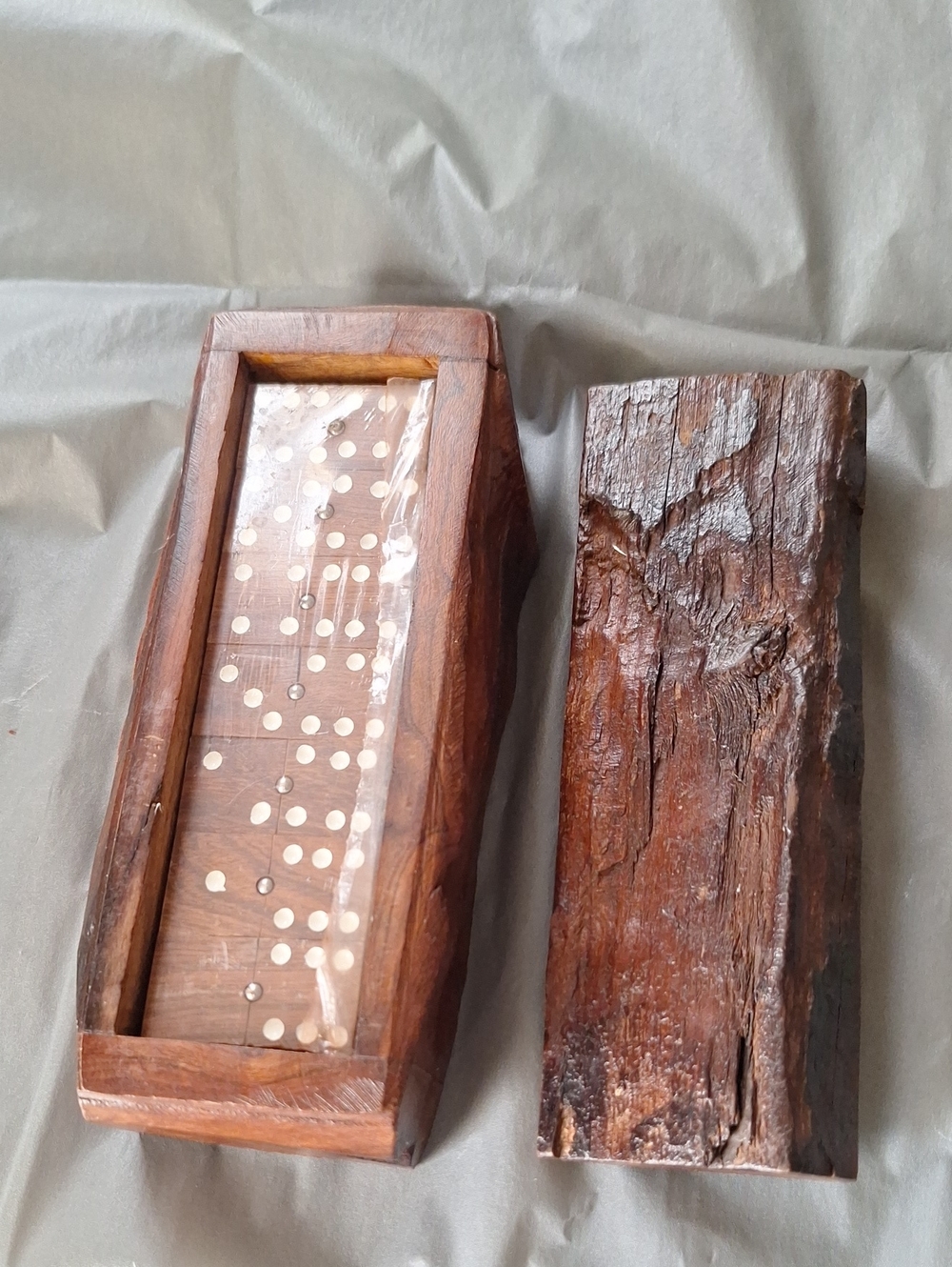 Dominos Set In Desert Iron Wood Size 8" Long 3" W